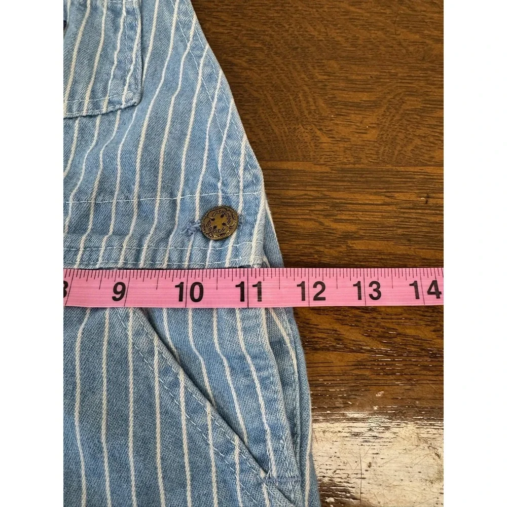 Vintage OshKosh B'gosh Overalls‎ Kids S/M Blue White Stripe Denim Made USA 90s